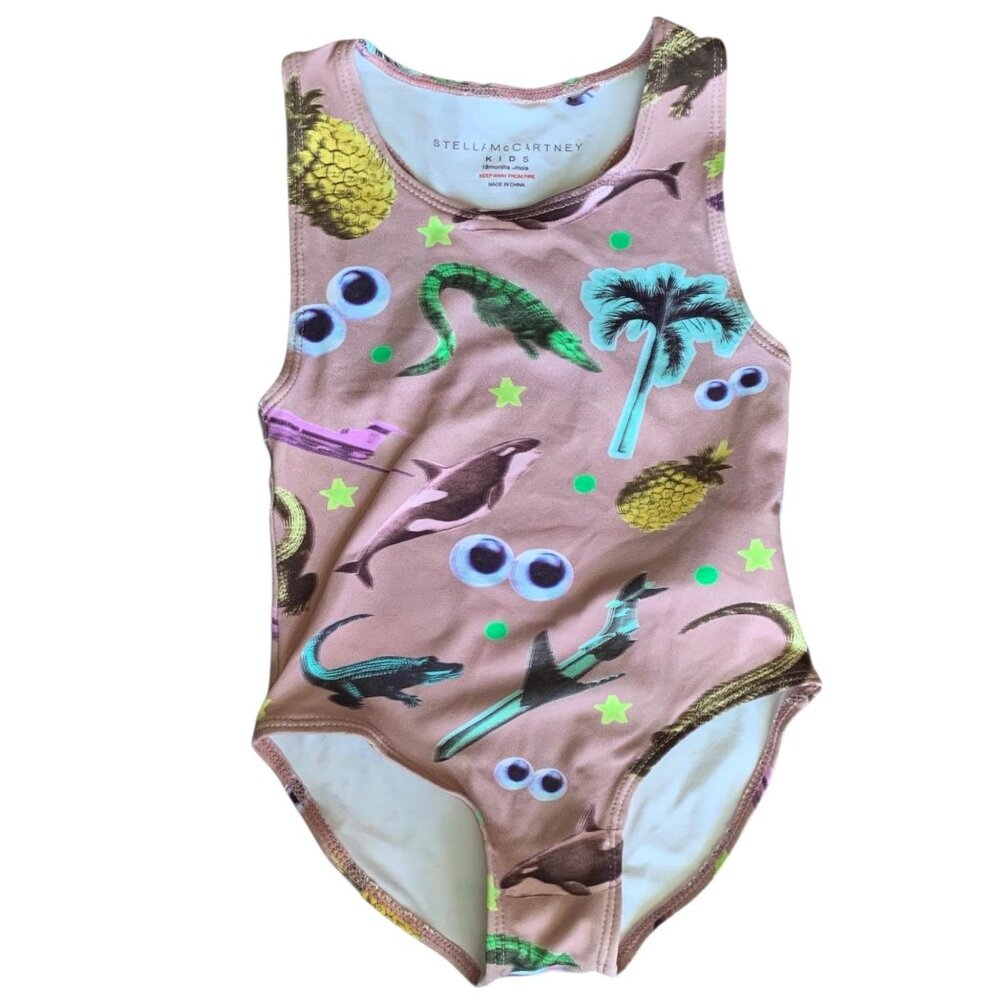 Stella McCartney Novelty Print Tropical & Seal Life One Piece Swimsuit